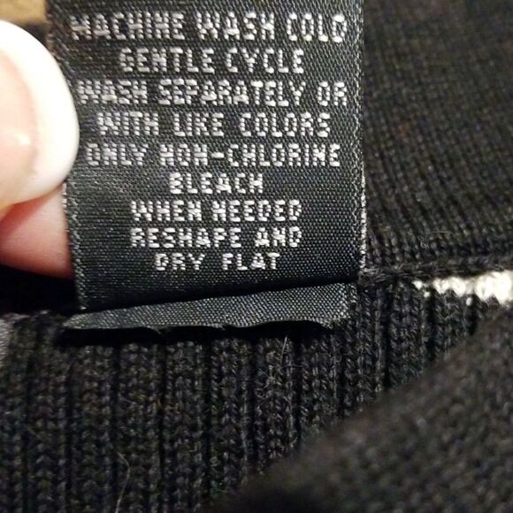 (RELATIVITY) women's ribbed sweater black tan size large graphic stripe - Picture 5 of 5